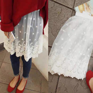 蕾丝半身裙遮屁股小屁帘假下摆网纱罩裙纱裙卫衣叠穿内搭打底神器