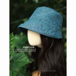罗猪猪 春夏新渔夫帽帽檐黑素颜盆2个码 大头不怕 日本UV麻