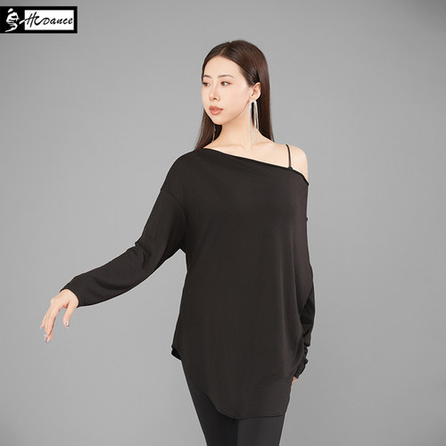 皇朝舞蹈前短后长下摆上衣