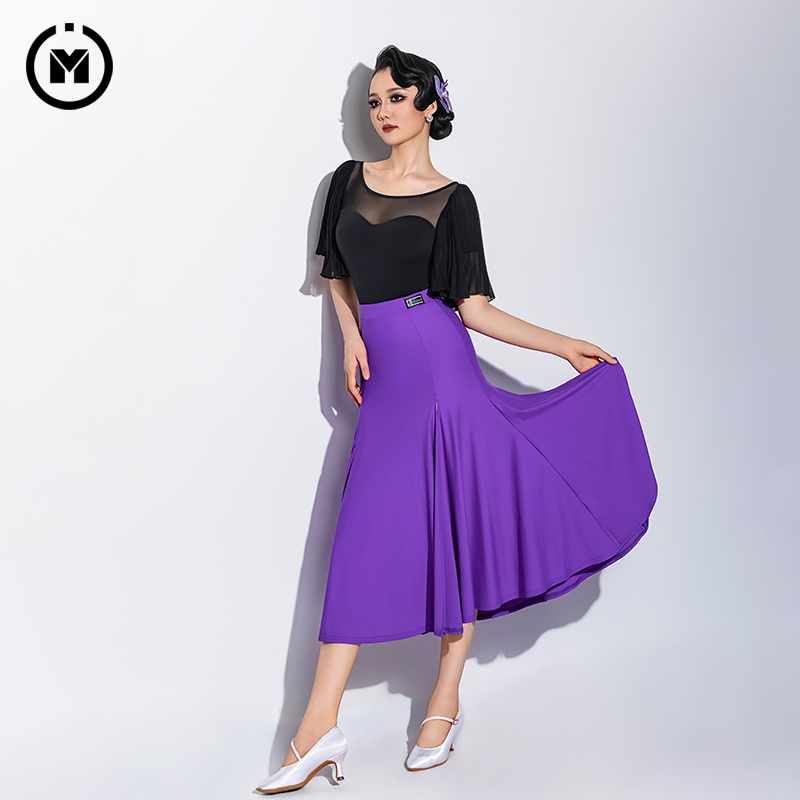 皇朝舞蹈侧开叉半裙摩登舞练功服