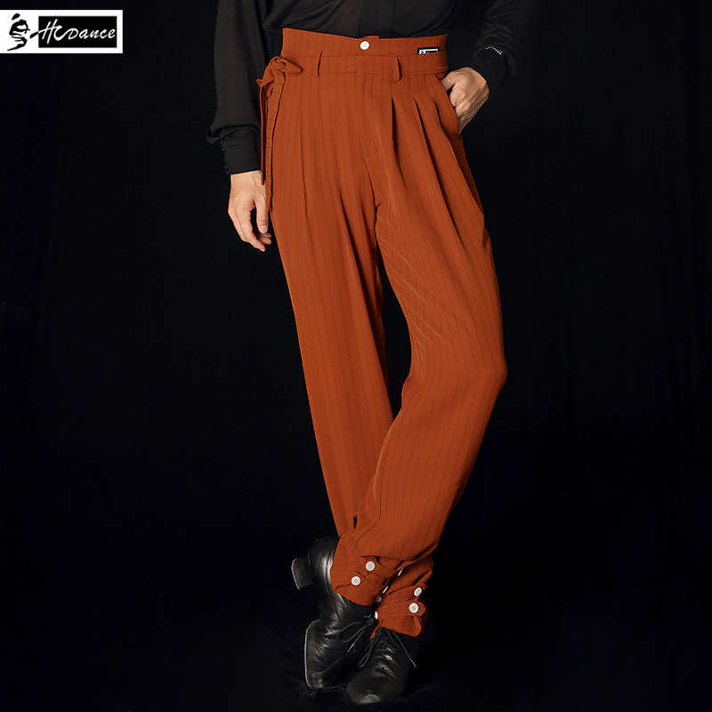 皇朝舞蹈拉丁舞裤成人男新款小脚高腰系带裤子专业练功服AN8004