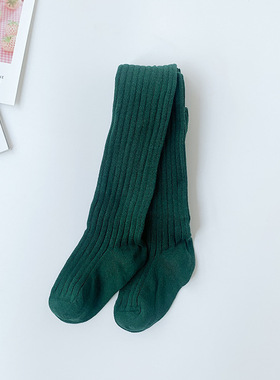 女童加绒墨绿色连脚打底裤女宝宝抓绒连裤袜婴幼儿保暖裤加大PP裤