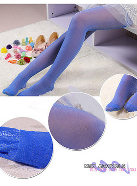 女士漂亮宝蓝色银丝连裤袜时尚性感夜场时髦女郎瘦腿修身打底裤袜