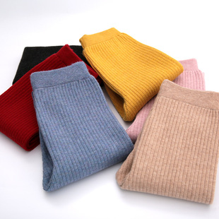 女童酒红色打底裤连裤袜毛线裤加厚棉裤子男童秋裤儿童保暖裤冬季