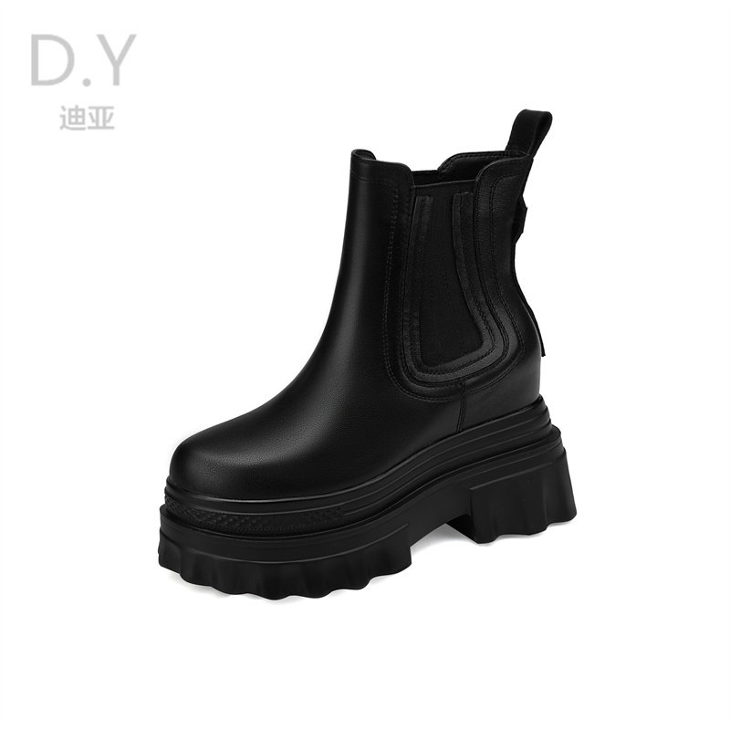OFF-WHITE 10CM INNER HEIGHTENED BOOTIES WOMENS PLATFORM MARTIN BOOTS CHELSEA BOOTS SMALL SHORT PIPES SKINNY BOOTS