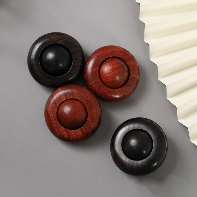 血檀紫光檀转动一体运珠红木手把件文玩礼品木飞碟解压盘玩具随身