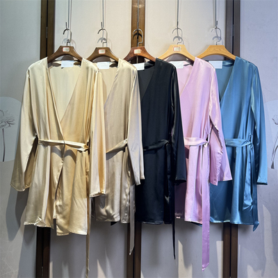 礼盒包装重磅28姆米素绉缎真丝睡裙桑蚕丝一片式连衣裙长袖10055