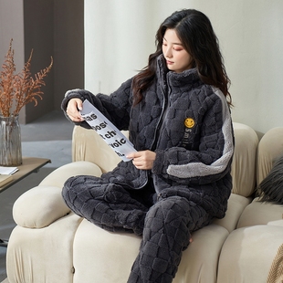 高个子加长版180CM冬季三层加绒夹棉睡衣厚款女170-175公分家居服