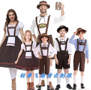 德国啤酒节亲子服 巴格利亚传统民族服饰 成人女 男童女童吊带裤
