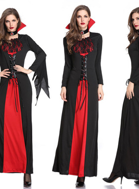 万圣节女王长裙 ampire Costume 复活节女 吸血鬼蝙蝠装 恶魔cos