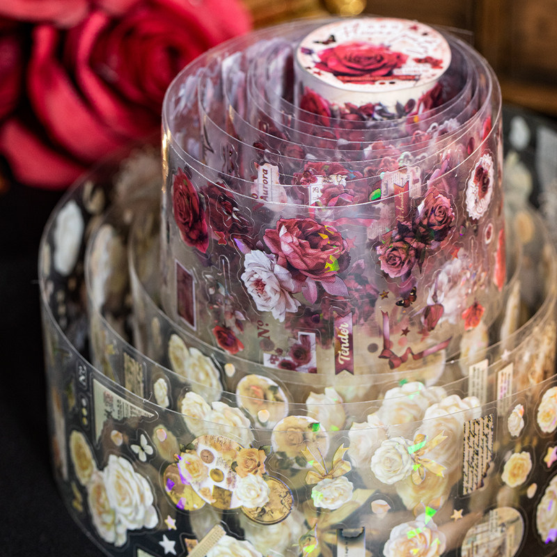 玫瑰岛pet模切手帐胶带复古花朵蝴蝶盐系流麻手账diy拼贴装饰贴纸,文具电教/文化用品/商务用品,胶带/胶纸/胶条,淘宝优惠券,粉丝福利购,淘宝优惠卷