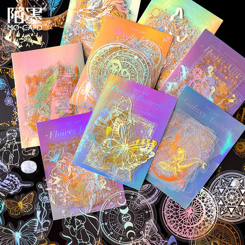 盐系PET彩金烫金防水手账贴纸