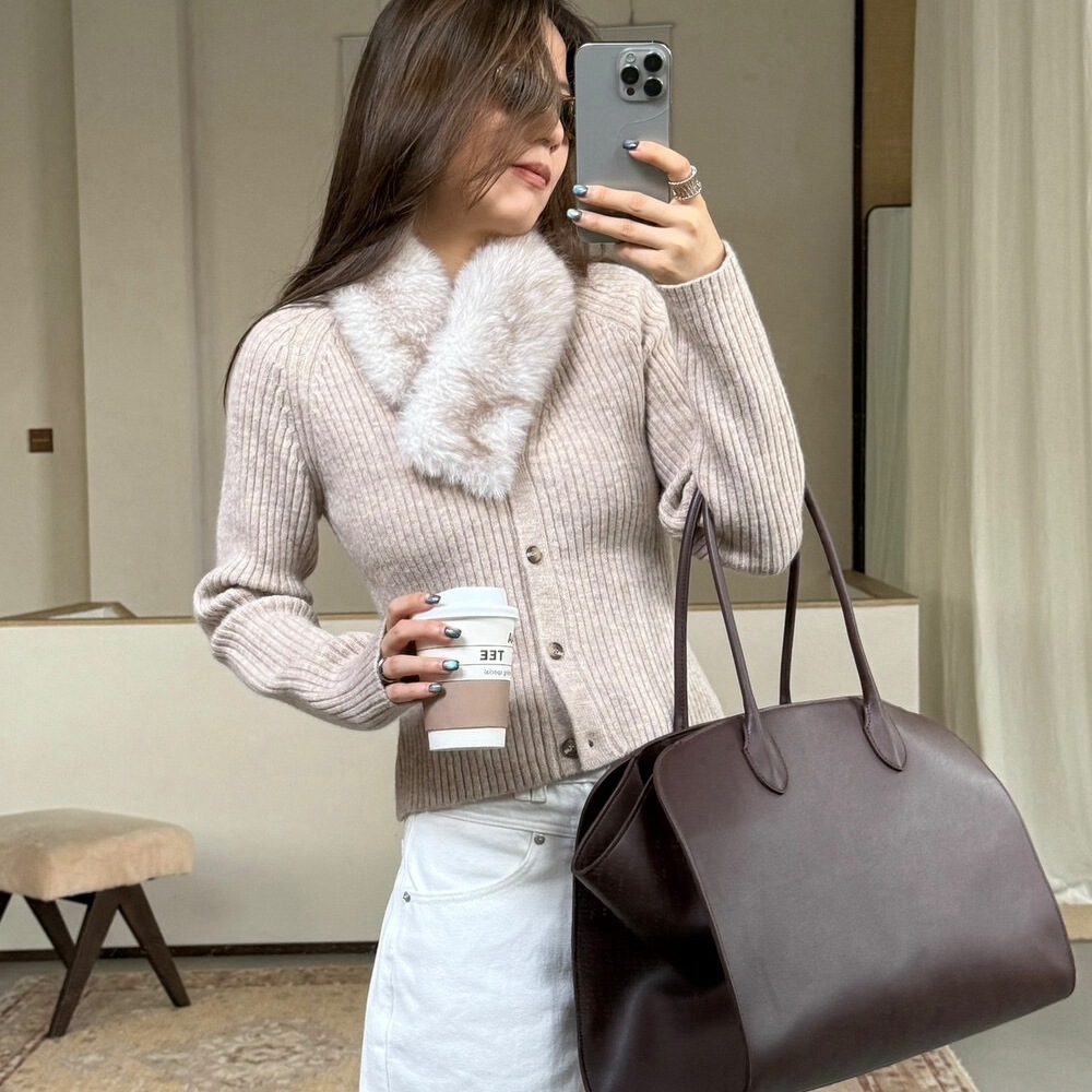 纯欲风高级感可拆卸毛领针织外套