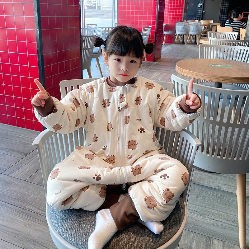 秋冬款纯棉宝宝连体睡衣加厚睡袋