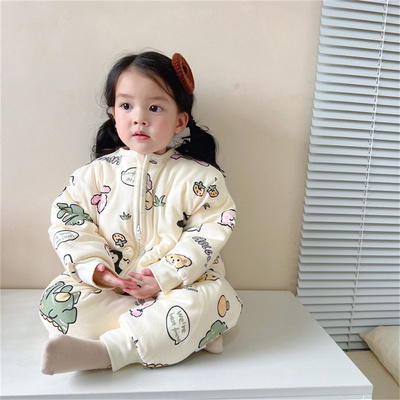 宝宝秋冬纯棉夹棉加厚防踢被睡袋