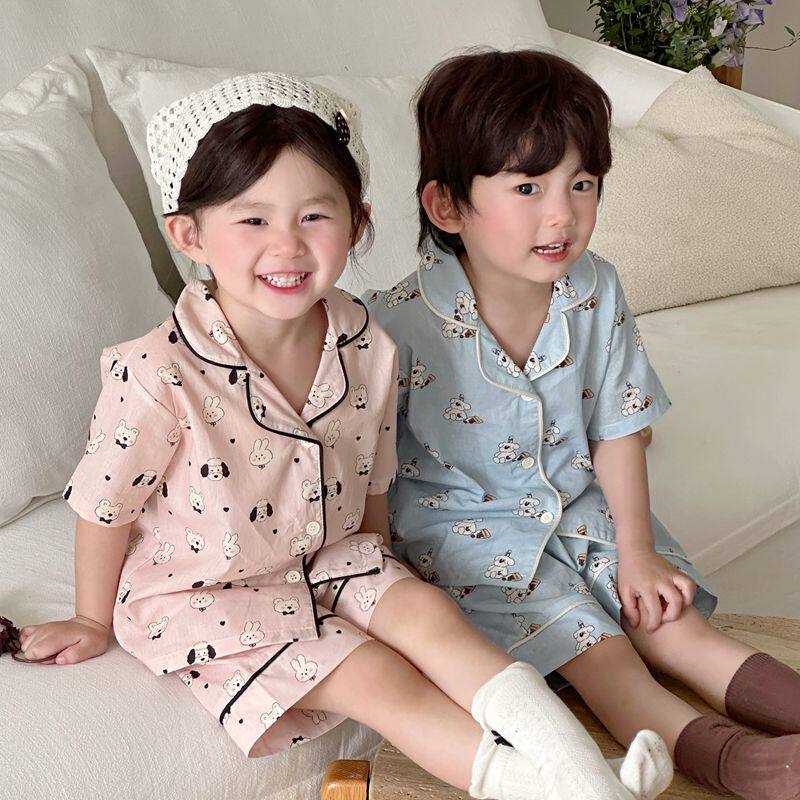 夏季儿童纯棉睡衣薄款家居服套装