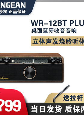 SANGEAN/山进 WR-12BT蓝牙音箱发烧级复古立体声收音机地银炮音响