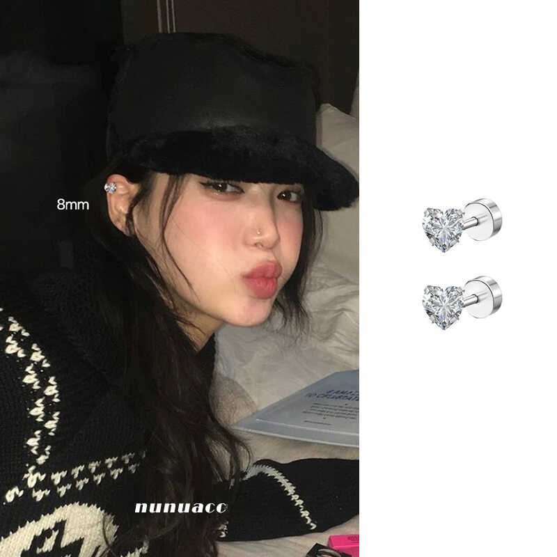 迷你小小爱心耳蜗钉锆石耳环