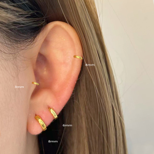 NUNU 睡觉不用摘s925银超迷你光面素圈耳骨环小耳朵耳圈边缘耳饰