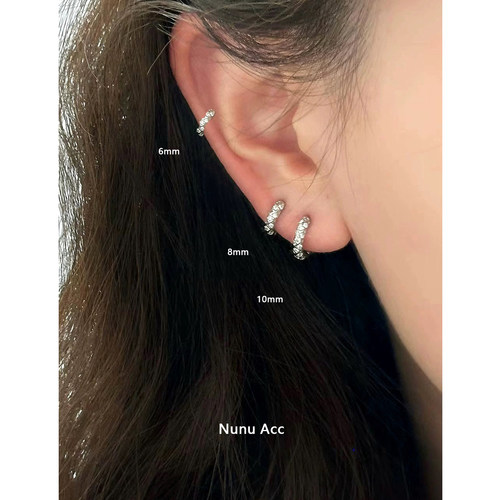 NUNU睡觉免摘锆石麻花耳圈