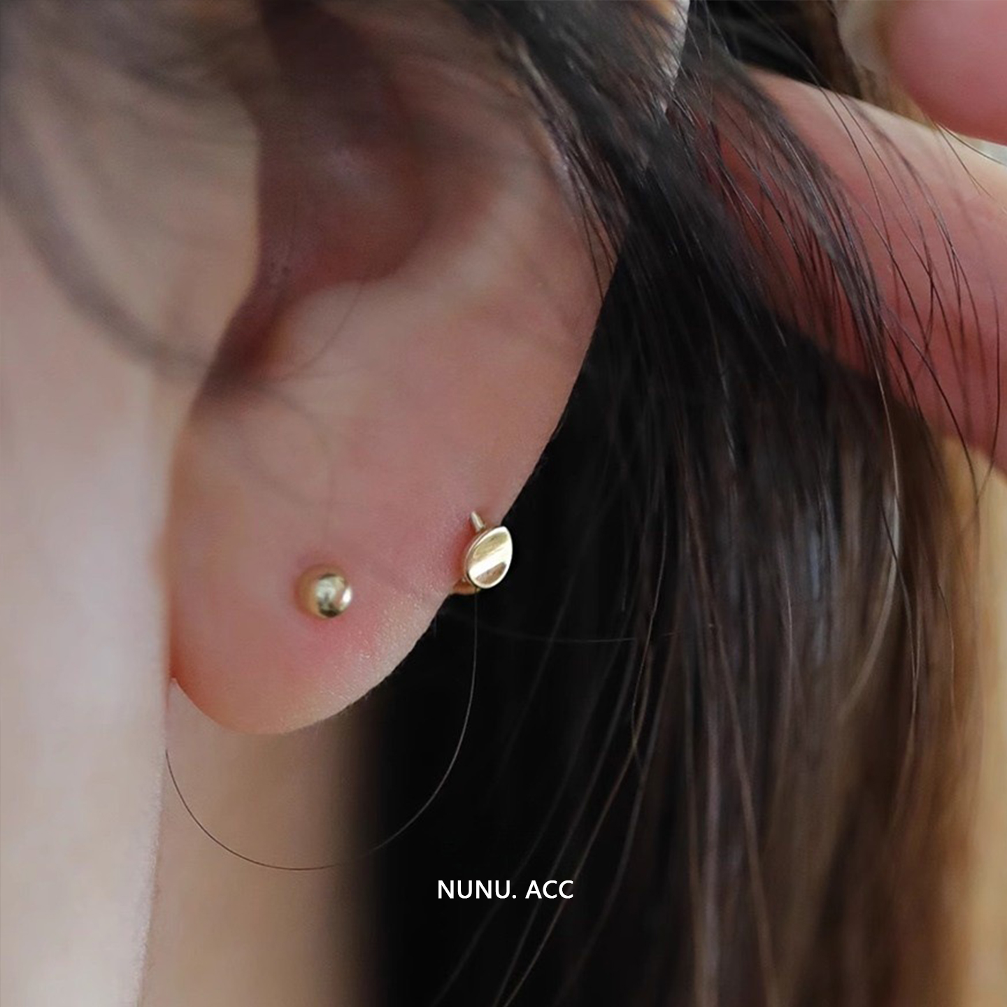 NUNU 睡觉不用摘s925纯银闪闪小圆片边缘耳骨环小耳朵耳扣耳圈女