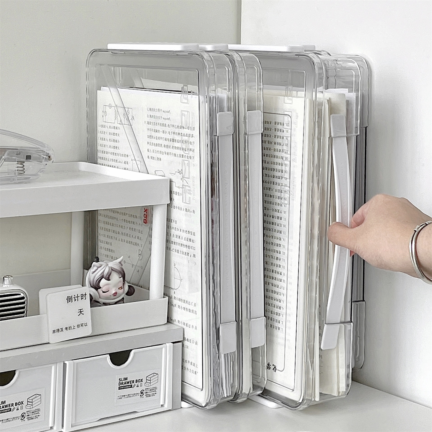 试卷收纳神器学生桌面亚克力透明大容量卷子整理盒办公室a4文件盒