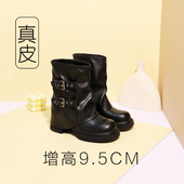 内增高短靴堆堆靴9.5cm厚底裤 管靴小个子2025新款 高跟靴子西部靴