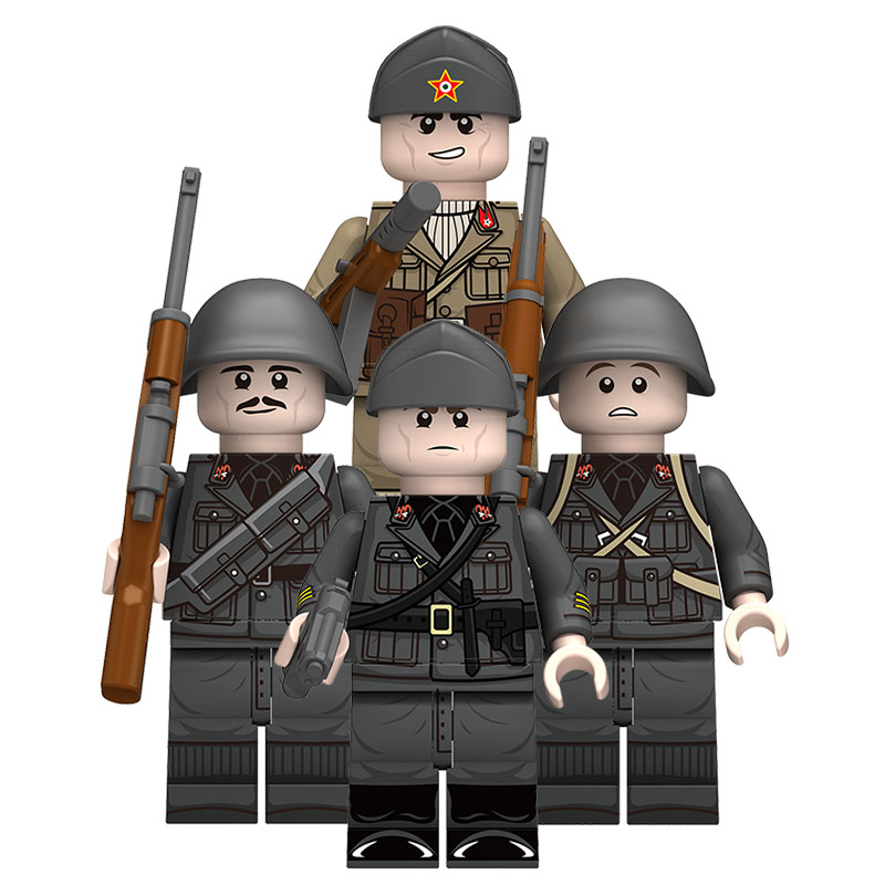 适用乐高二战军事意大利士兵积木人仔步兵炮兵第三方拼装玩具N641