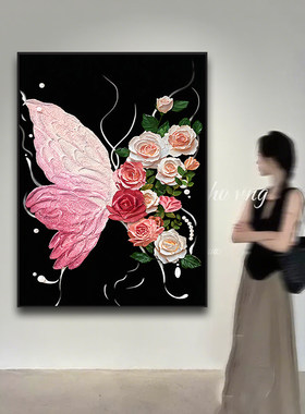 新款蝴蝶客厅玄关装饰画沙发背景墙现代简约挂画高级感直播间摆件