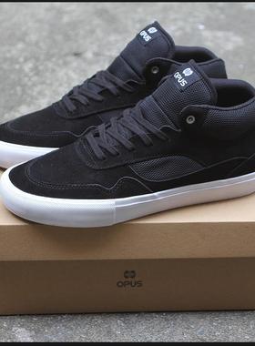 黑白OPUS专业滑板鞋耐磨减震翻毛皮硫化底街头尖翻中帮低帮LAKAI