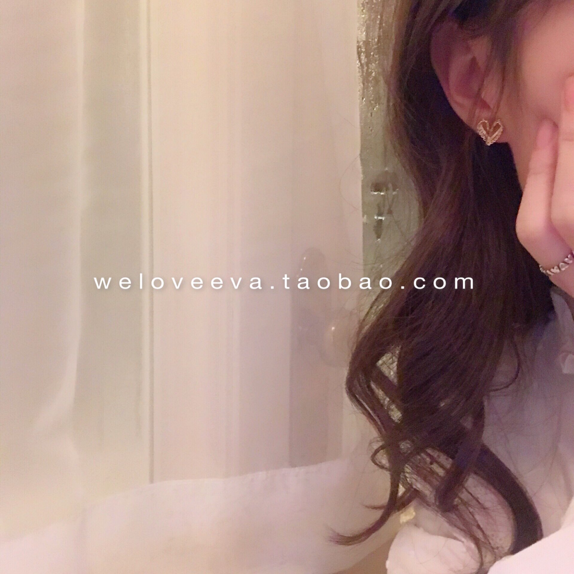现weloveeva韩国代购|蕾丝造型爱心耳钉耳环