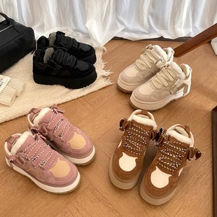 2025ss新款艾秋梅尔厚底休闲海兰德系带女款增高羊毛雪地靴