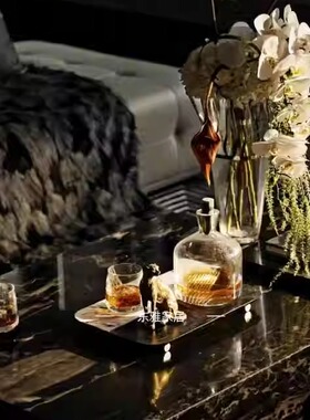 现代轻奢客厅餐桌售楼处茶几酒具