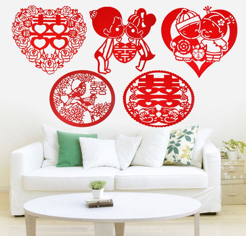 结婚喜字贴窗花剪纸婚庆婚房装饰结婚喜字门贴毛毡双喜贴纸绒布|msdalam kategori bekalan perayaan/hadiah, kata-kata hi/potong kertas/pelekat - dari Buy2taobao.com untuk memberikan perkhidmatan ejen Taobao profesional membeli