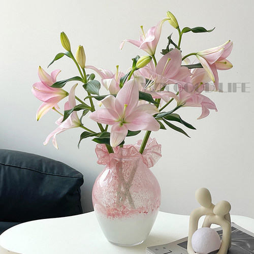 设计师琉璃花瓶粉色渐变复古法式