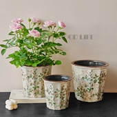 繁花复古摆件绿植兰花蝴蝶兰花盆陶瓷庭院客厅家用仿古做旧高级感