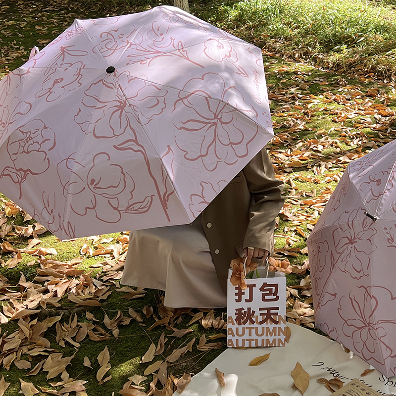 msho芍药低语~雨伞折叠女ins高颜值森系长柄伞晴雨两用防晒太阳伞 居家日用 伞 原图主图