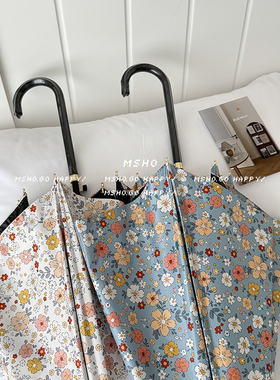 msho碎花漫野长柄雨伞ins晴雨两用高颜值防晒防紫外线太阳伞森系