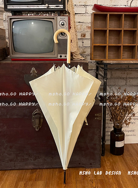 msho温柔雨伞女晴雨两用文艺长柄伞复古拍照黑胶太阳伞防晒紫外线