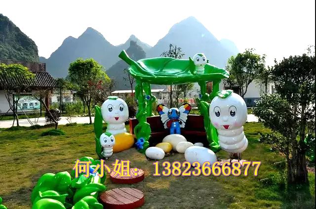 桑蚕基地建设巨型景观玻璃钢昆虫雕塑模型蚕宝宝卡通公仔形象装饰