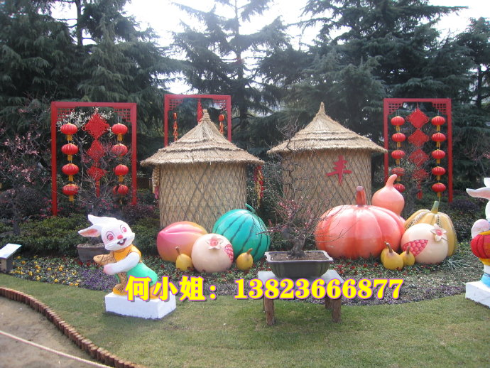 庆丰收节农副产品市场宣传模型玻璃钢石榴西瓜南瓜水蜜桃雪梨雕塑