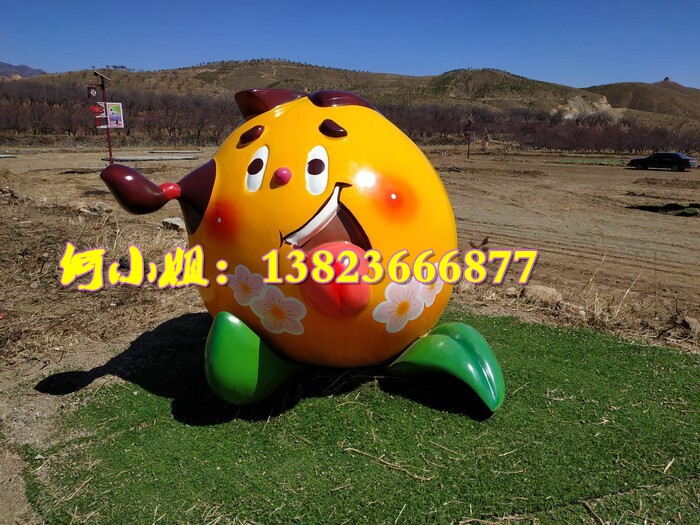 山西阳高杏花节吉祥物玻璃钢杏雕塑卡通公仔形象杏花杏子人偶娃娃