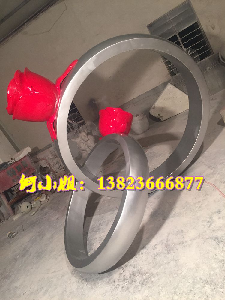 金六福珠宝首饰黄金连锁店橱窗模型戒指雕塑玻璃钢玫瑰花钻戒道具