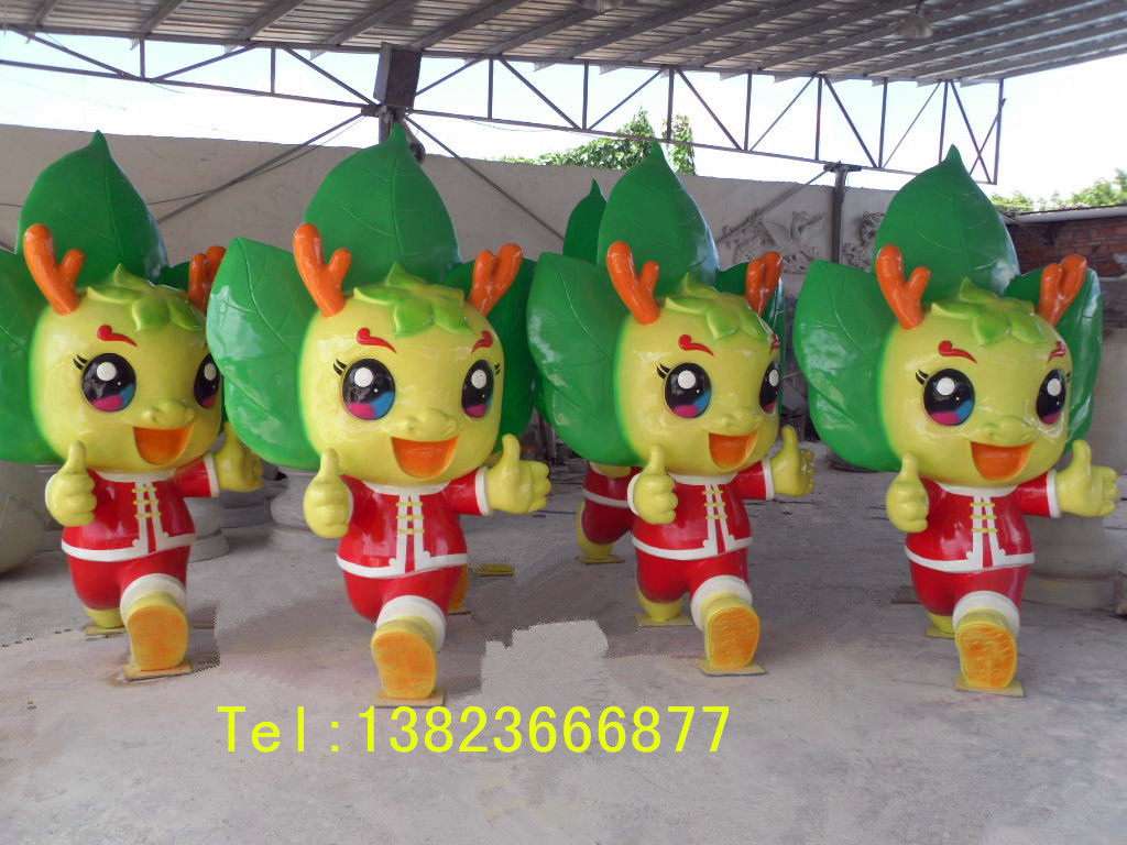 公园广场玻璃钢福娃订制厂家卡通公仔人物玩偶吉祥物娃娃雕塑形象