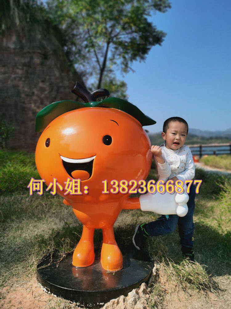 蜜桔之乡大门口迎宾水果形象代言人大使玻璃钢柑橘子引流打卡模型