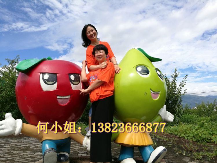农业果园ip形象青苹果梨子卡通人物偶娃娃玻璃钢水果宝宝公仔雕塑
