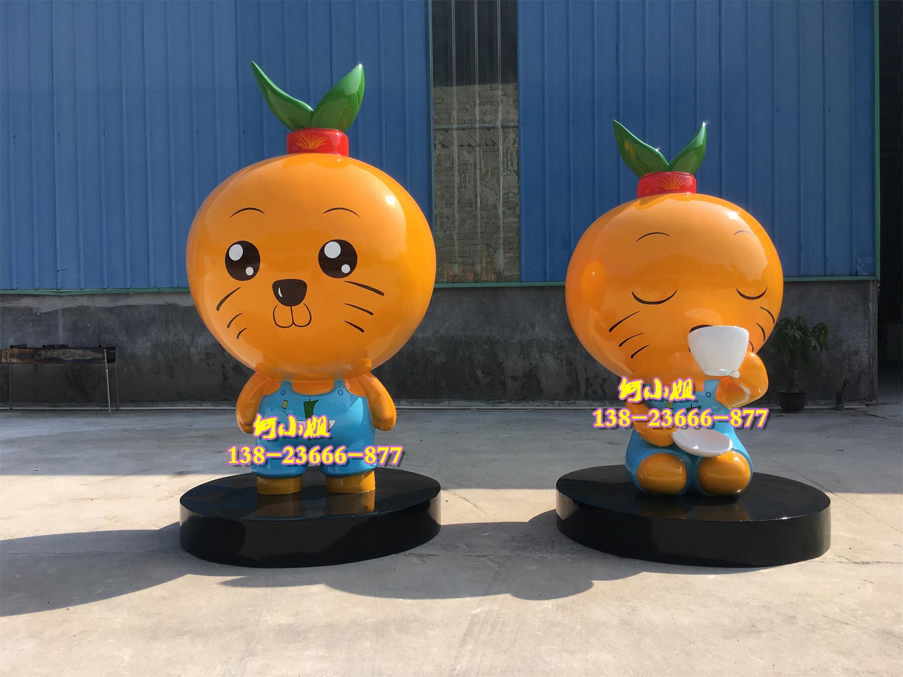 江西皇帝柑玻璃钢蜜桔雕塑树脂蜜橘卡通人物玩偶娃娃造型贡桔形象
