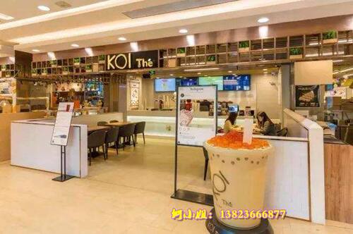 台湾品牌茶饮小吃造型玻璃钢饮料KOI珍珠奶茶杯雕塑拍摄道具模型