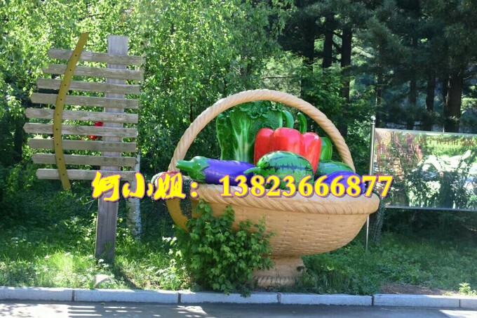 景区农场特大号花篮景观玻璃钢蔬菜水果篮子雕塑像大型景观装饰品