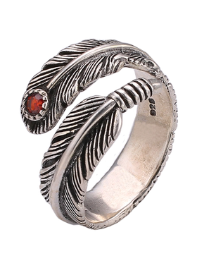 纯银复古开口戒指男女